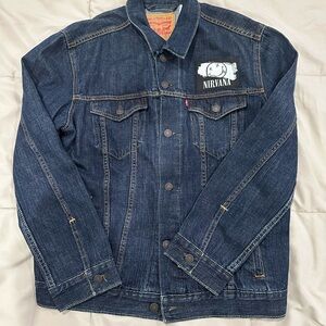 Levi's Dark Blue Denim Jacket with Nirvana Patch